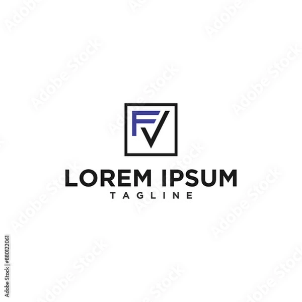 Fototapeta fv or vf square logo design