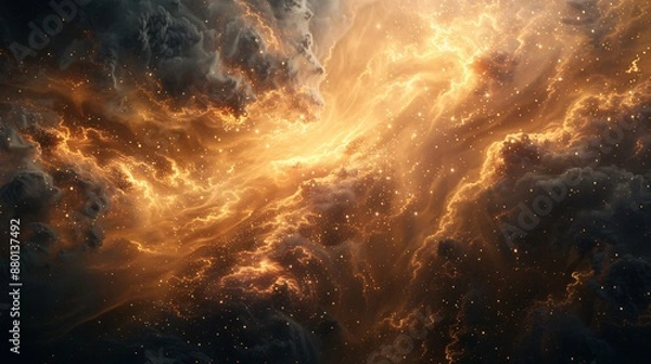 Fototapeta Enchanting Dust Particles Dance in Soft Illumination - Mystical Background with Copy Space