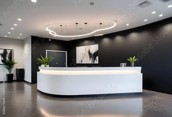Fototapeta Modern Hotel Reception Area - Generated by AI