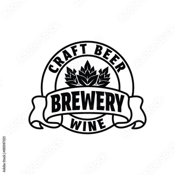 Obraz brewery logo design concept vintage retro style with ribbon
