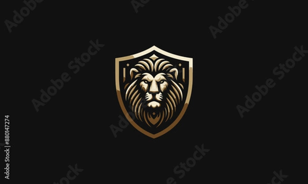 Fototapeta logo design of head lion on shield vector design