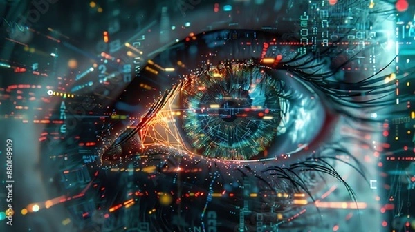 Fototapeta Digital Eye, Cyber Security, Network, Data, Artificial Intelligence.