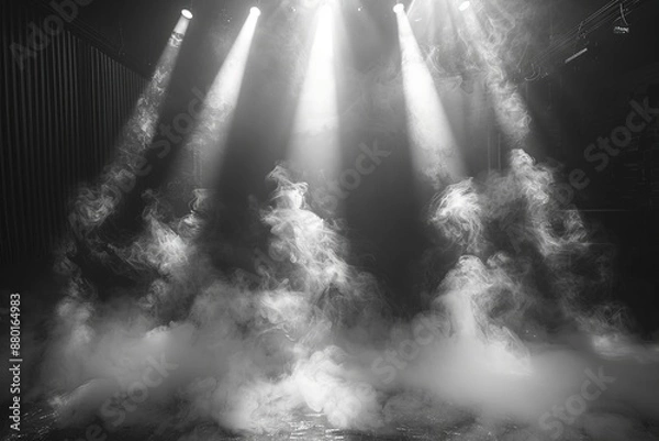 Fototapeta Dance Stage with smoke lighting Electrifying Sports Stage with Smoke Effects Sports Background