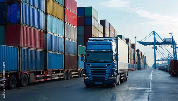 Fototapeta Supply Chain and Logistics: Optimizing Operations for Efficiency and Effectiveness. Explore the critical role of supply chain and logistics in modern business operations, emphasizing the importance 