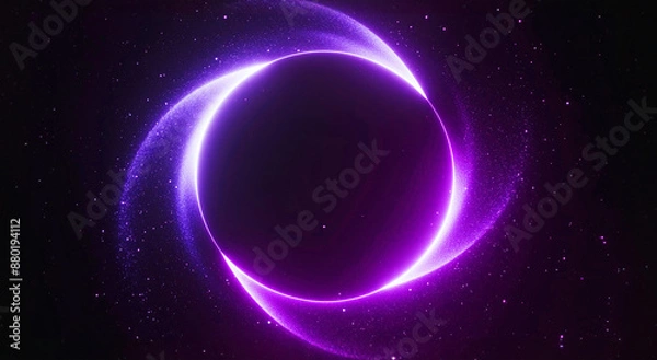 Fototapeta ネオン、リング、光、宇宙（生成AI、generated by AI）背景はダーク