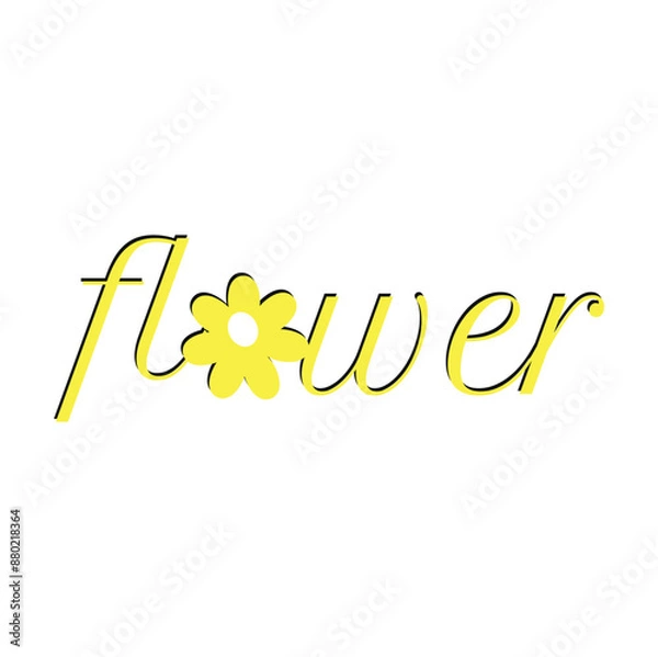 Fototapeta yellow flower on white background illustration t shirt print design minimal slogan for girl fabric