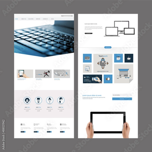 Fototapeta Business One page website design template. Vector Design.