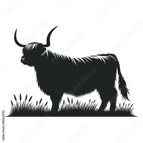 Obraz highland cow silhouette vector