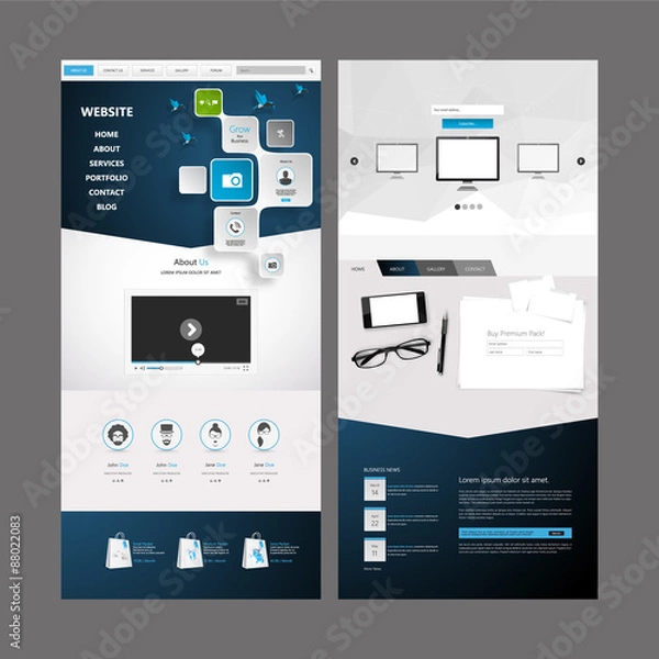 Fototapeta Business Modern Clean One page website design template. Vector Design 
