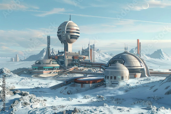 Fototapeta A futuristic space research facility