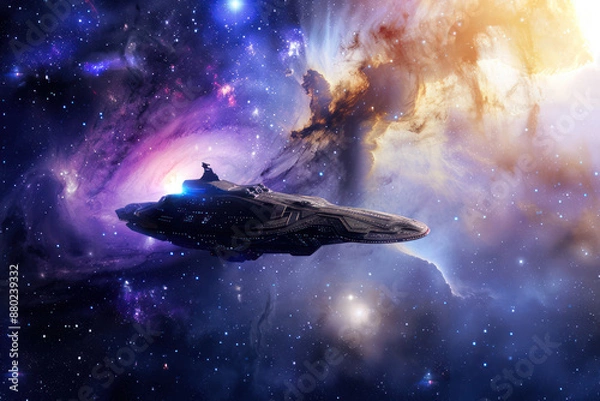 Fototapeta Space explorers discovering a new star system