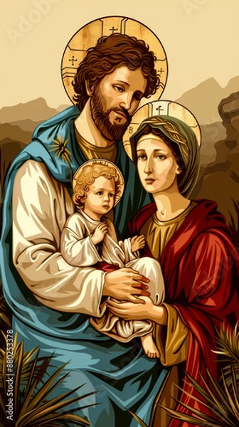 Fototapeta  representation of the Holy Family . AI generative.
