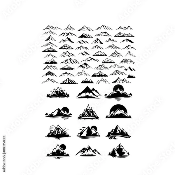 Fototapeta set of icons of mountain