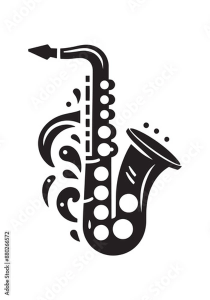Fototapeta saxophone silhouette isolated on white background vector illustration