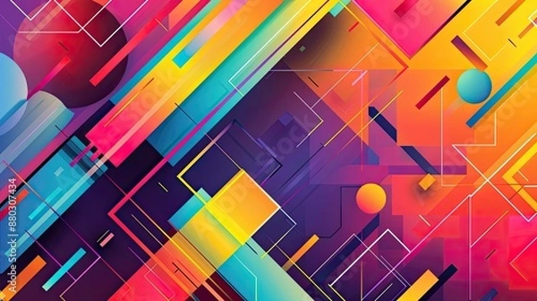 Fototapeta Modern geometric design with bold shapes and vibrant colors