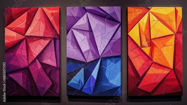 Fototapeta Create stunning brochures, reports, posters, and flyers with a modern layout and colorful triangles. Perfect for A printing.