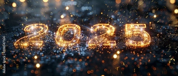 Fototapeta 2025 New Year Celebration with Sparkling Lights and Festive Atmosphere
