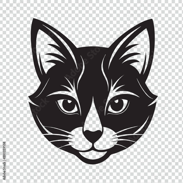 Fototapeta Sleek Black and White Vector Cat Logo on Transparent Background. Vector. Illustration. Vector. Logo. Transparent. Background