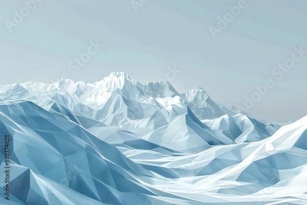 Fototapeta Minimalist Low Poly Landscape of Snow Capped Mountains