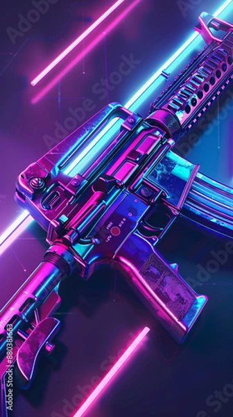 Fototapeta neon gun 