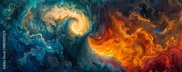 Fototapeta A swirling vortex of colors and shapes.