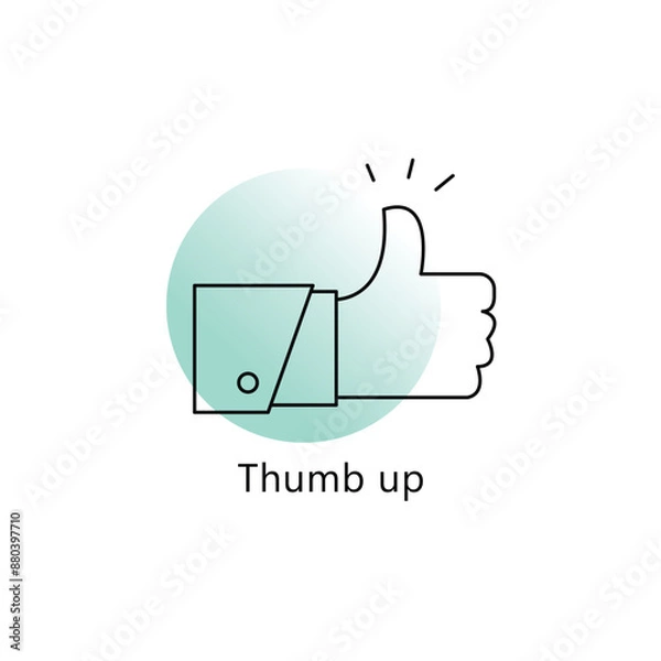 Fototapeta Thumb Up Icon: Like Icon, Thumbs Up Symbol, Thumb Up Vector, Approval Icon with editable stroke.