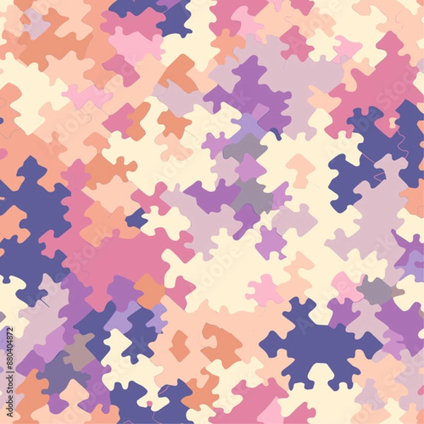 Fototapeta Abstract Seamless Pattern with Geometric Shapes in Pink, Orange, and Blue