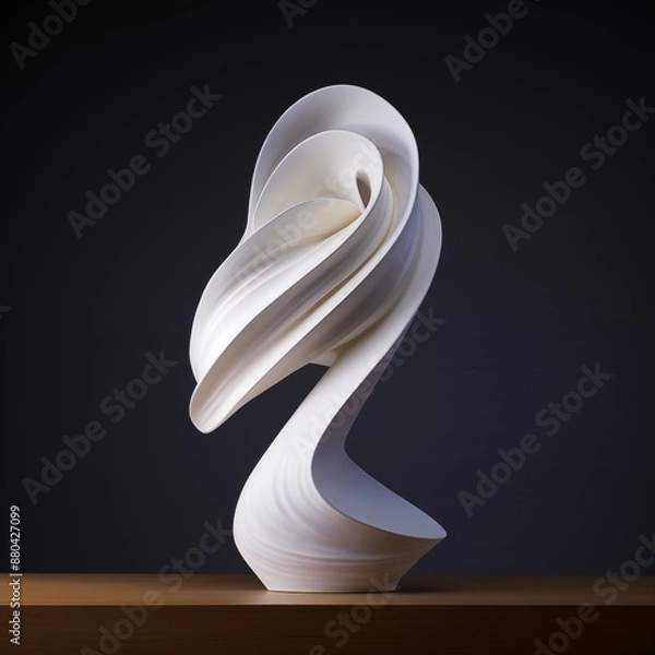 Fototapeta Stunning white sculptural whirl, Generative Ai