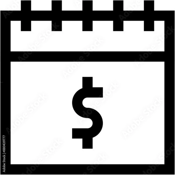 Fototapeta Vector Icon Calendar, schedule, time and date, dollar, currency