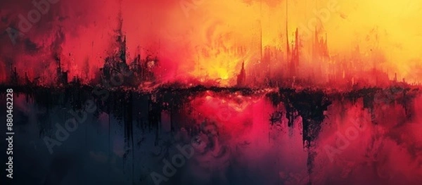 Obraz Cityscape Reflection in Red Sky