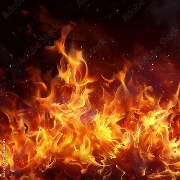 Fototapeta Intense Fire Burning on Black Background