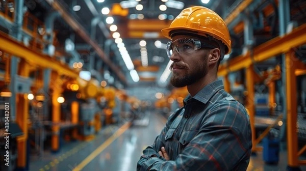 Fototapeta Robotic arm, precision manufacturing, industrial setting, advanced machinery, efficient production