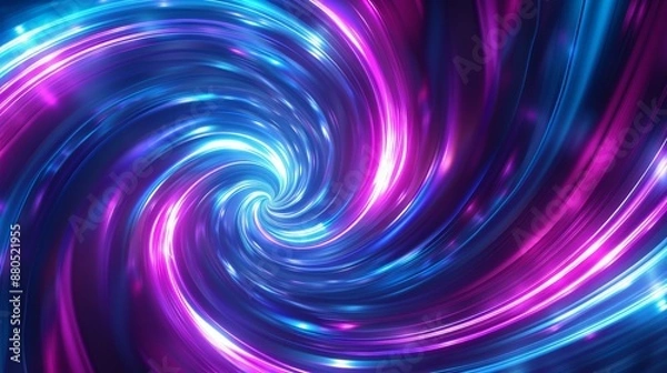 Fototapeta Dynamic abstract blue and purple background. Vivid neon swirl lines. Light effects.