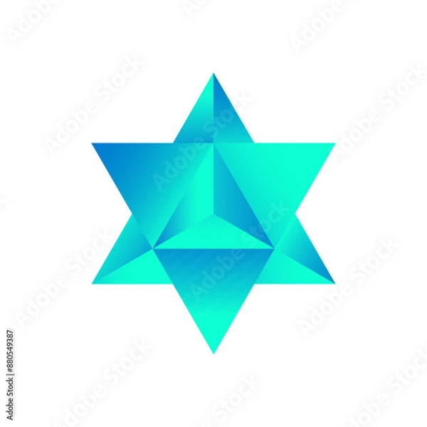 Fototapeta Vector Stellated Octahedron, also called Stella octangula, and Polyhedra Hexagon, geometric polyhedral compounds on a white background with a gradient for game, icon, logo, mobile, ui, web.