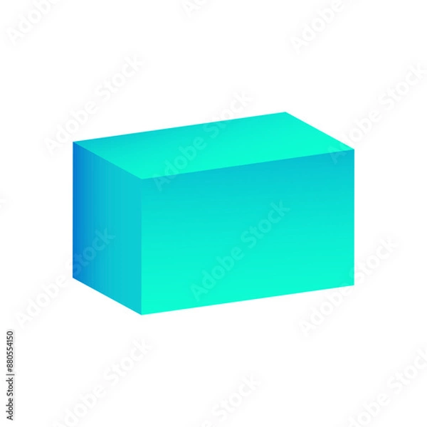 Fototapeta Vector parallelepiped with gradients and shadow for game, icon, package design, logo, mobile, ui, web, education. 3D parallelepiped on a white background. Geometric figures for your design.