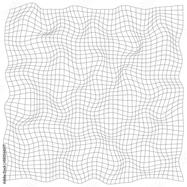 Obraz Grid, mesh, lattice with distort, deform effect. Distortion, deformation array of lines - Stock vector illustration, Clip art graphics
