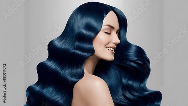Obraz Beautiful profile portrait of woman with long and shiny wavy hair