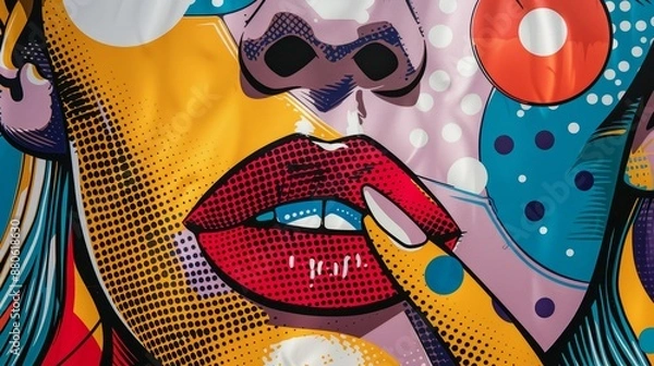 Obraz Pop Art Comic Book Style Expression Masks in Bold Primary Colors.