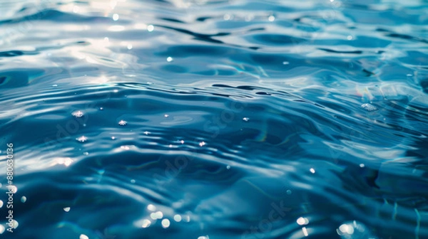 Obraz Mesmerizing blue water surface caught in a blurry close-up. The reflections from sunlight create an abstract background. Overhead shot of sparkling blue water, captured in an abstract splashy moment.