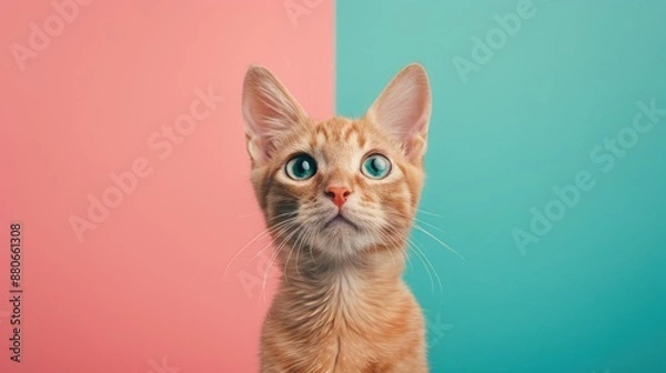 Fototapeta Elegant Oriental Shorthair Cat in Vintage-Inspired Studio with Modern Chic Style, Text Space., Generative Ai