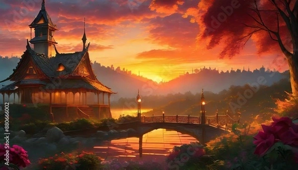 Obraz sunset in the mountains