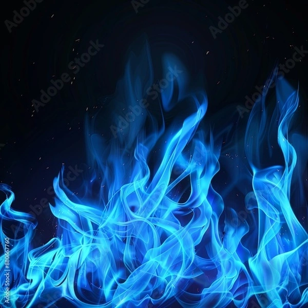 Obraz Blue flame background, fire realistic dark image