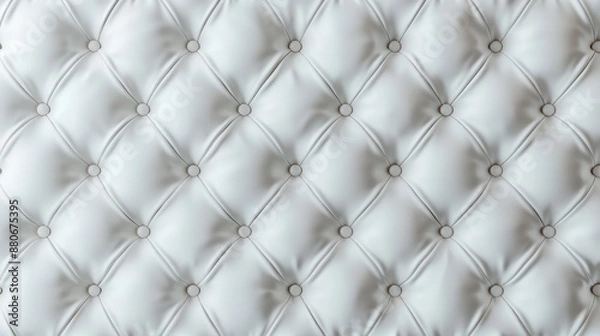 Fototapeta Close-up of a luxurious white leather tufted surface with buttons, creating a sophisticated and elegant texture background.