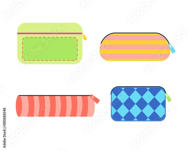 Obraz  Pencil cases set isolated on white background. Flat stile. Vector illustration EPS 10 