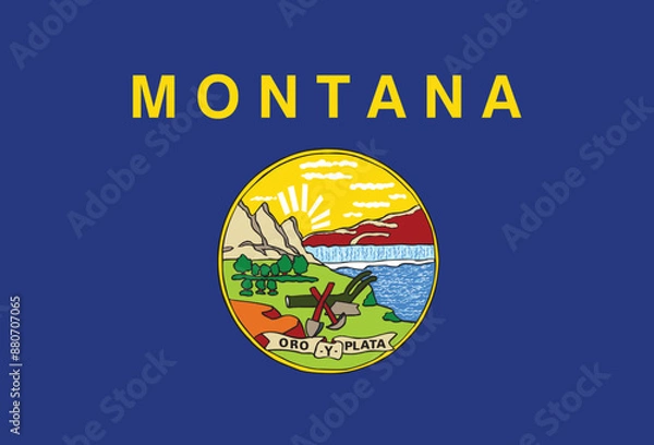 Fototapeta Montana Flag, United States Flags, Black and White Image, Vector Image, Editable illustration, Geography, Learn US Flags