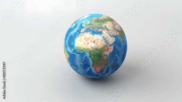 Fototapeta Classic Isometric Globe on Clean White Background 3D Rendering