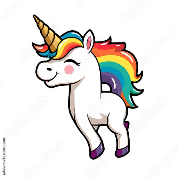 Fototapeta Simple Cartoon Artwork: Clean and Simple design of a unicorn with Rainbow colors - in theme of pride.