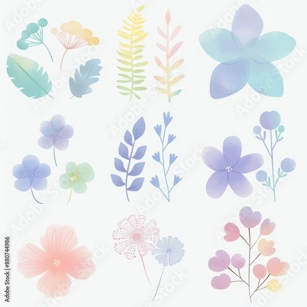 Fototapeta Boho elements watercolor clipart pastel
