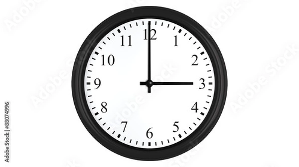 Fototapeta Realistyczny zegar 3D ustawiony na godzinie 3