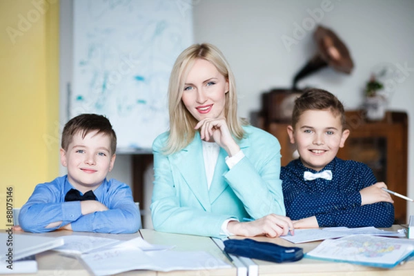 Obraz School. children learn in school. training students